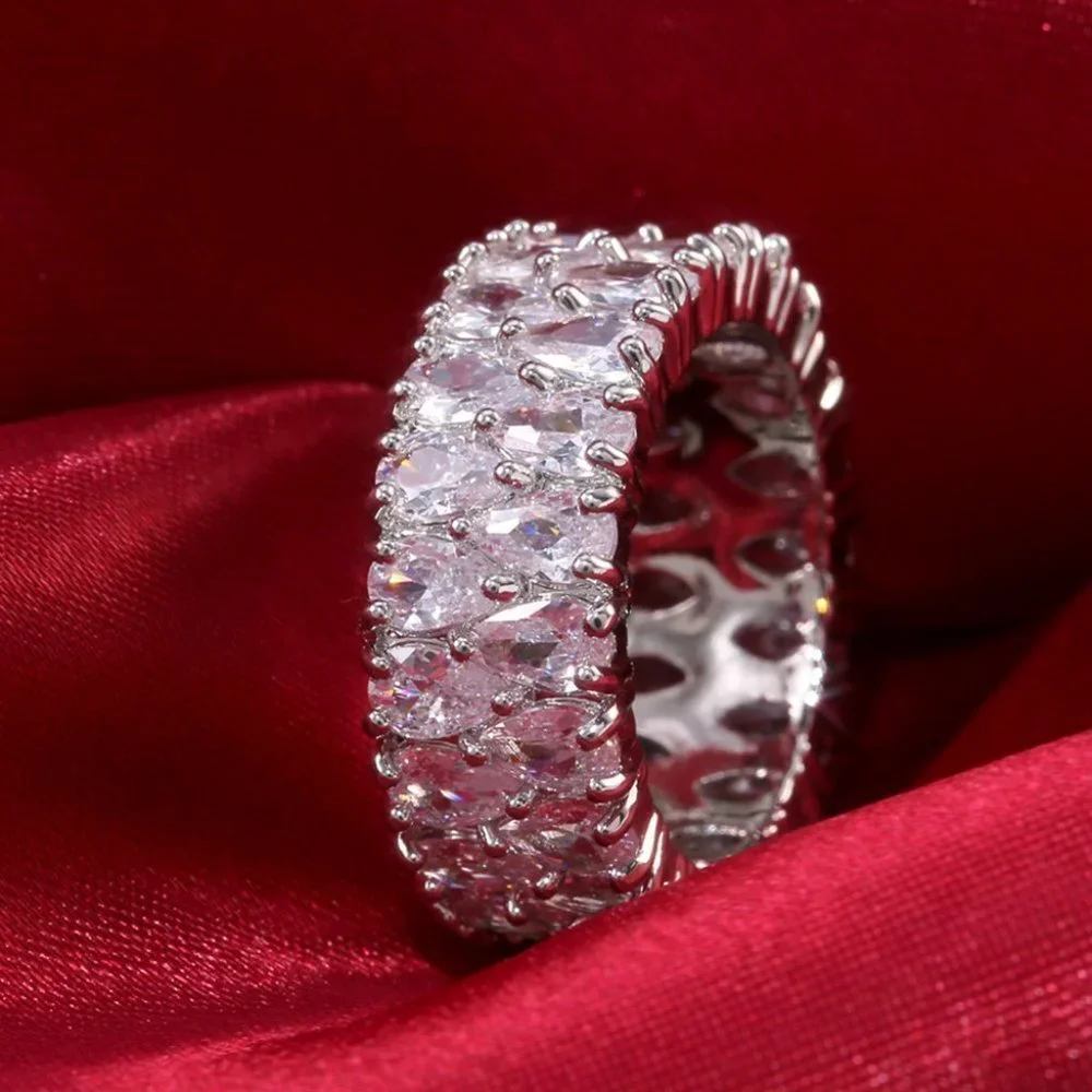 ✨ Round Full Zircon Stone Dazzling Luxury Finger Rings for Women, PD121